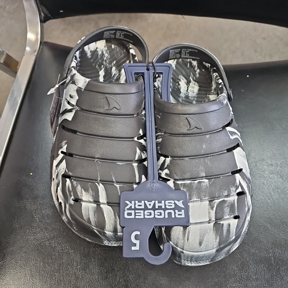 Rugged Shark Monochrome Slip-On Clogs